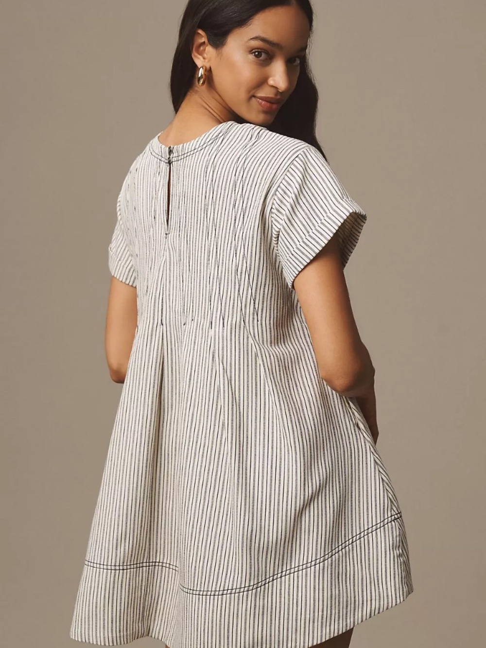 Anthropologie Pilcro Short-Sleeve Denim Mini Swing Dress XS - Picture 2 of 6